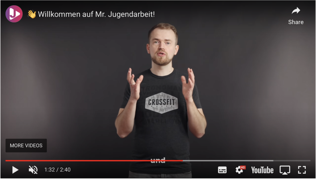 Screenshot of Mr Jugendarbeit (Andy Fronius) from his YouTube channel